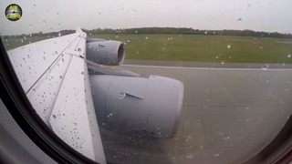 Взлёт тяжёлого Аэробуса А340 из аэропорта Мюнхена
