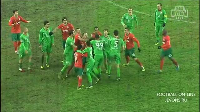 Lokomativ 0-0 Rubin [Удар денисова и драка матче