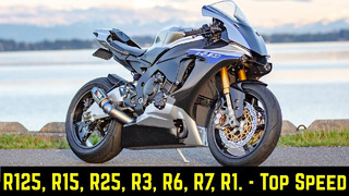Yamaha YZF-R125, R15, R25, R3, R6, R7, R1 – Максимальная Скорость R-серии