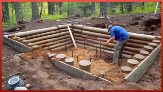 Man Builds 2-Room Log CABIN Underground | Start to Finish by @bushcraftua1