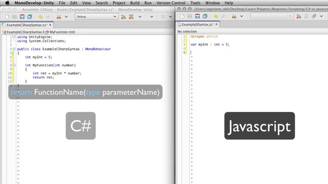 C# vs JS syntax – Unity Official Tutorials – YouTube