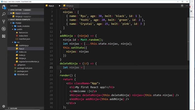Complete React Tutorial ( & Redux) #19 – Deleting Data – YouTube