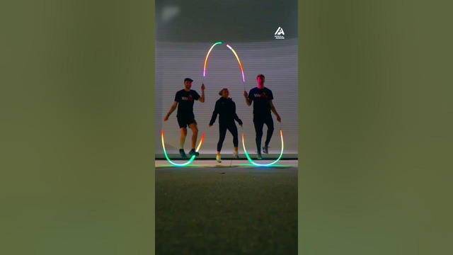 Three Friends Perform Synchronised Skipping With Light Up Ropes