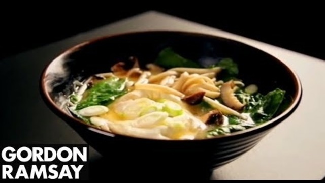Noodle Soup With Poached Eggs & Spring Onions