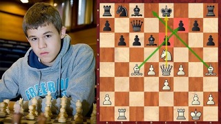 Шахматы. Юный Магнус Карлсен атакует, жертвуя одну фигуру за другой