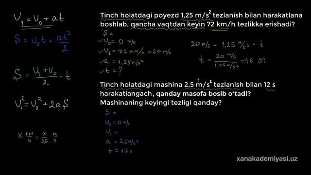 22 Kinematik formulalarni tanlash | Toʻgʻri chiziqli harakat | Fizika | Khan Academy Oʻzbek