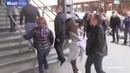 Selena Gomez Greets fans as she shoots Adidas