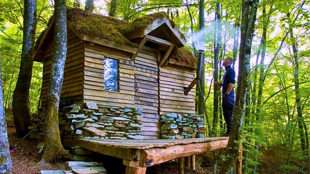 Man Builds a House with PALLETS on a Steep Mountain | by @lesnoy offline3431