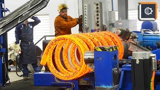 Изготовление огромных пружин. невероятная промышленная техника