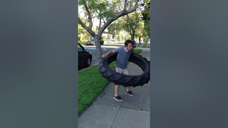 Michael Woolson proves he’s made of steel and has got an iron will#Hulahoop #Tire #Workout #Weights