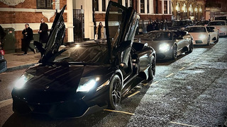 3x Lamborghini Murcielago CRAZY NIGHT RUN in London! Tunnels, Revs and Doors Up Driving