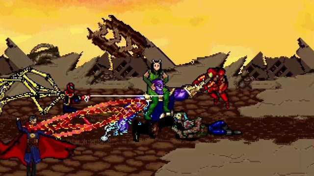 Мстители Война Бессконечности в стиле игры 90х