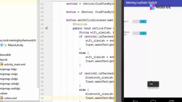 24 Android OS ga dasturlar yaratish – AS da Switch haqida