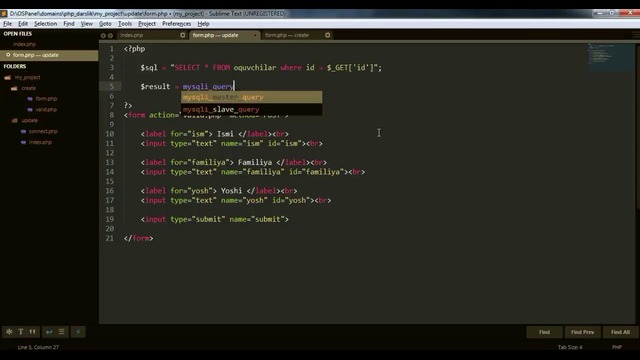 PHP #28-Dars.PHPda form orqali update buyrug’i