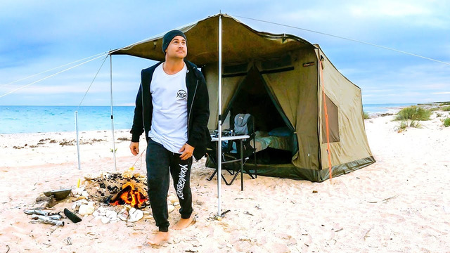 Solo Winter Camping On Remote Beach – Prawn Catch and Cook in a Storm