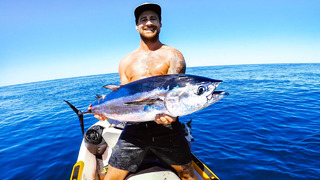My Biggest Tuna Ever Fishing On The Jetski SHARKS Go Crazy (Catch & Cook) – Ep 182