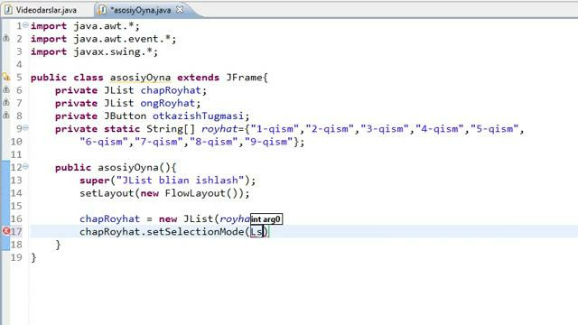 Javadan boshlang’ich darslar-72-JList(MultipleSelection)