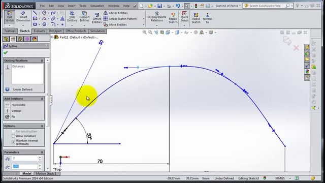 9SolidWorks 2014 Tutorial 9 – Spline, Types, using and dimensioning