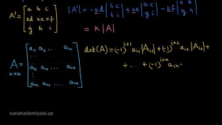 80 Satri skalyarga koʻpaytirilganda determinant qiymati | Chiziqli algebra
