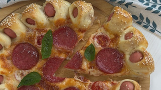 Bortiglari sosiskalik pitsa tayyorlimiz / Пицца с бортиками из Сосисек