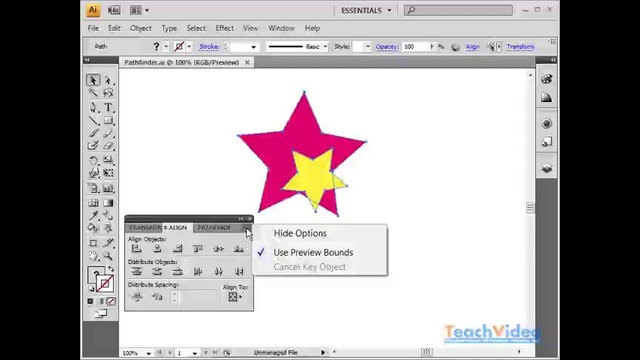 Illustrator функция выравнивания векторных объектов инструментом
