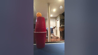 Guy Performs Amazing Trickshot Using Cups And a Ping Pong Ball