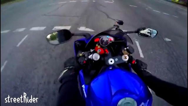 Двое безбашенных гоняют в центре города ¦¦ mitsubishi evo 8 vs yamaha r6
