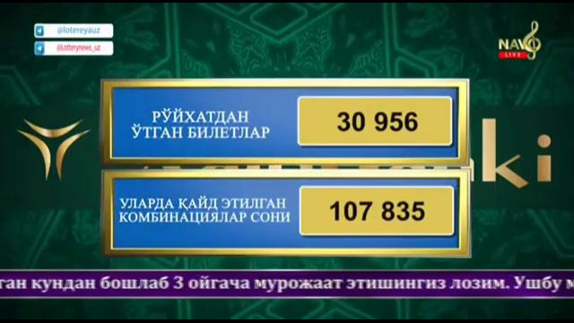 Super lotto | 127-тираж учун «Superyutuq» 3 млрд 788 млн сўм [26.04.2021]