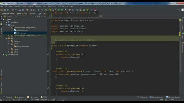 Android Studio Tutorial – 51 – Create a Started Service