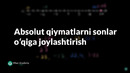 65 Mutlaq qiymatlarni sonlar oʻqiga joylashtirish | Manfiy sonlar | Arifmetika