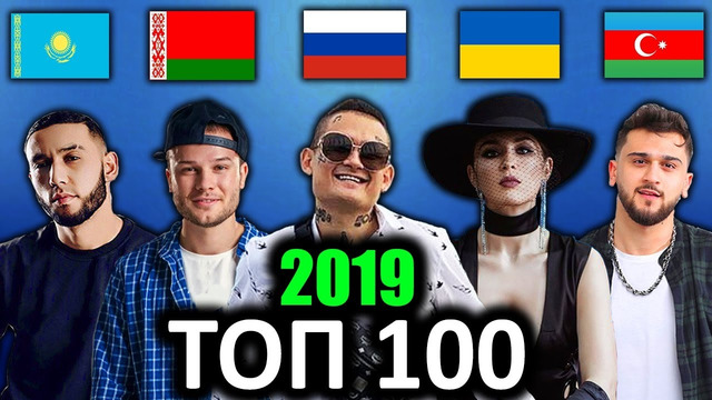 ТОП 100 клипов 2019 по ПРОСМОТРАМ Россия, Украина, Беларусь, Азербайджан, Казахстан