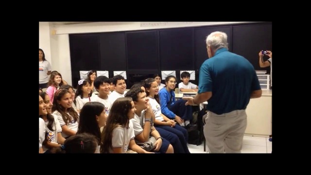 Blaine Ray teaching 5th grades in Natal, Brazil
