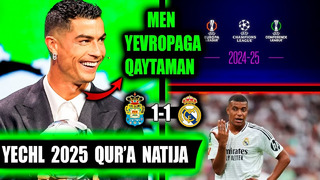 YECHL 2025: Qur’a tashlandi, Ronaldu YEVROga qaytaman, Real Madrid 3-Turda ham yana ochko yo’qotdi