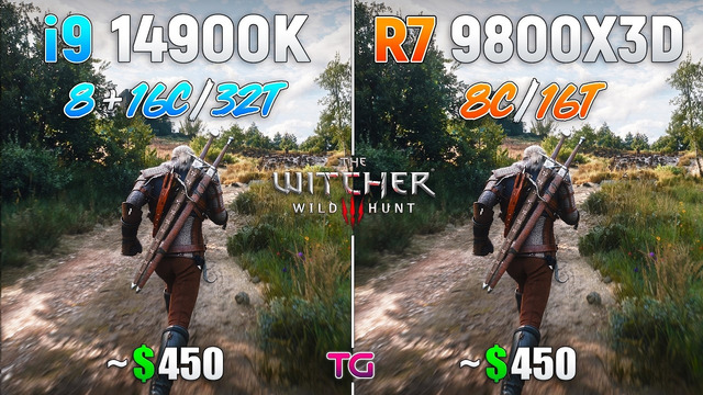 Ryzen 7 9800X3D vs Core i9 14900K in The Witcher 3 Remastered | 1080p | 1440p | 4K