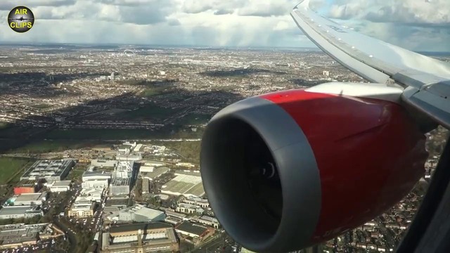 Красивый заход на посадку Боинга 787 в аэропорту Лондона