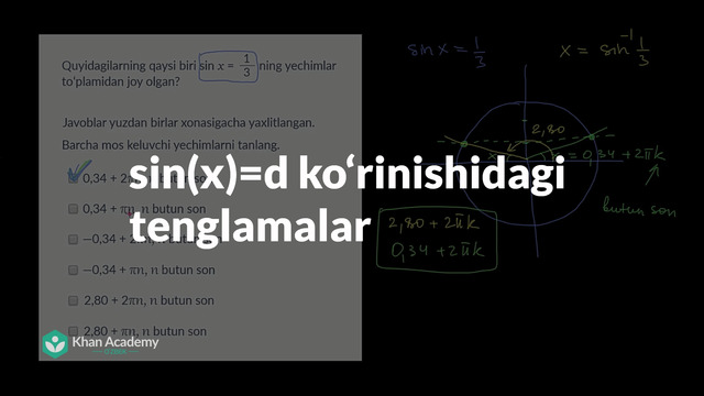 55 sin(x)=d koʻrinishdagi tenglamalar | Trigonometriya
