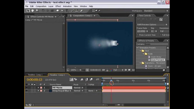 Видеоурок по After Effects / Размытый текстовый заголовок