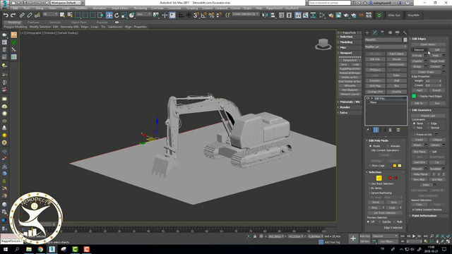3DS MAX VRAY Wireframe Render VRAY Wireframe Material 3D Excavator #Wireframe