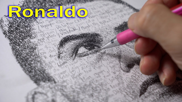 Challenging to draw Ronaldo with multiple commentaries