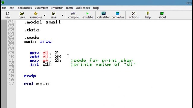 Assembly Language Programming Tutorial – 18 ASCII Table and Simple Math