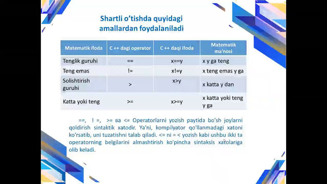 10 MA’RUZA; C dasturlash tilida tarmoqlanuvchi algoritmlar