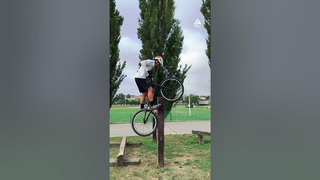 Guy Riding Mountain Bike Attempts Balancing Tricks | People Are Awesome
