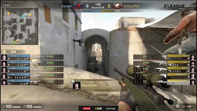 Gambit vs Virtus.Pro, map 1 dust2, ELEAGUE Season 1, LCQ