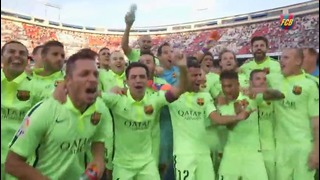 Празднование чемпионства Барселоны после матча Атлетико Мадрид