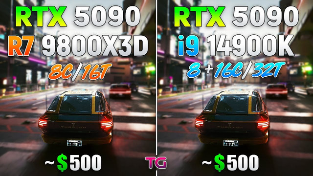 Ryzen 7 9800X3D vs Core i9 14900K – Test in 10 Games with RTX 5090