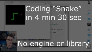 Coding – Snake- in 4 min 30 sec (plain browser JavaScript)
