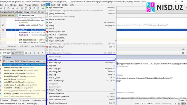 75 – Andoid Studio da – Debug haqida 2-dars