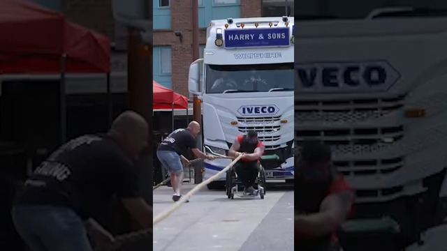 Heaviest wheelchair vehicle pull – 9,360 kg (20,635 lb) by David Walsh