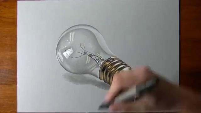 Лампочка, нарисованная в 3d))