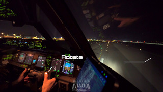 Красивый взлёт ночью Боинга 777 из Сингапура из кабины пилотов